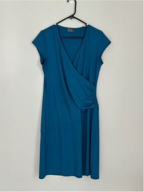 Women's Athleta Wrap Midi Dress Size L Blue
